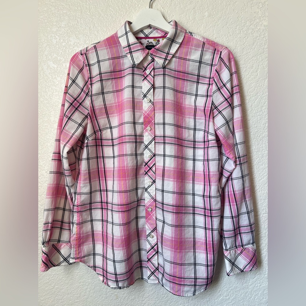 Talbots Pink and White Plaid Button-Down Shirt